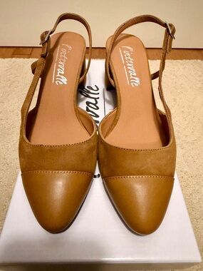 BNWB L'INTERVALLE Tan Pointed Slingback Mules